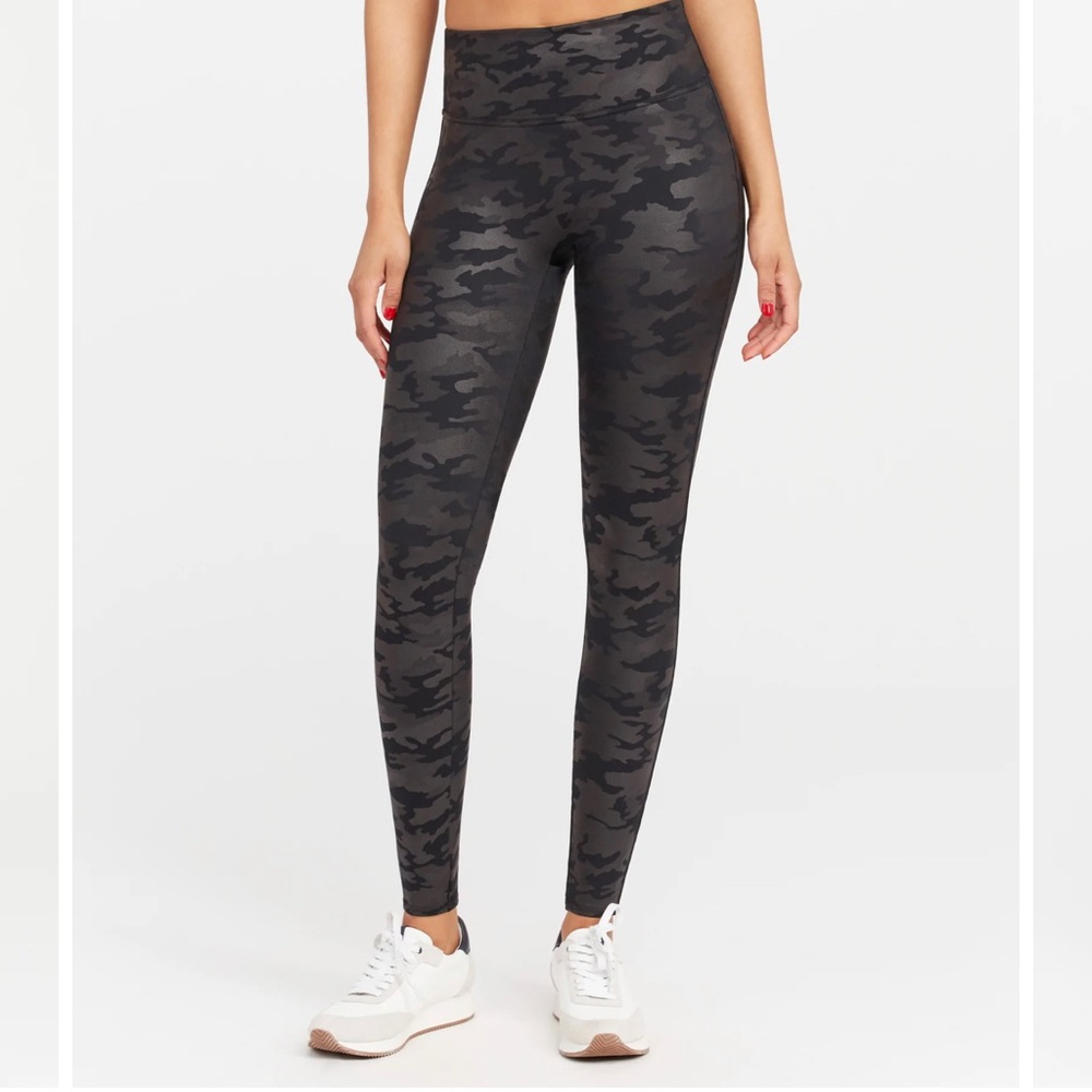 Spanx Faux Leather Camo Leggings